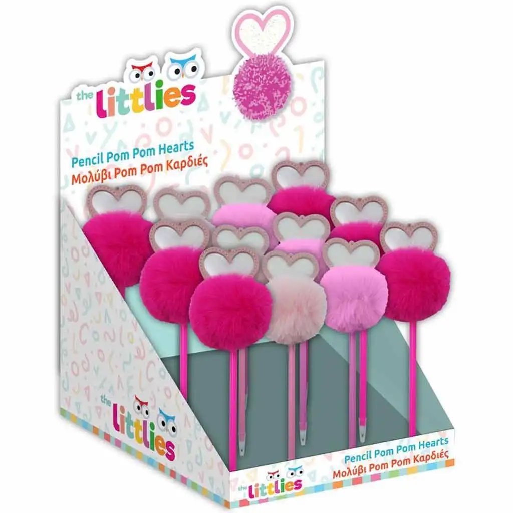 imagen de Luna: Lápiz con pompones en forma de corazón en varias versiones 1ud 1