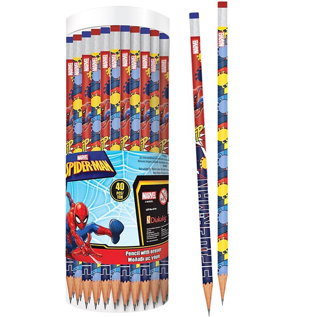 imagen de Luna: Lápiz de grafito con goma de borrar de Spiderman, en dos versiones 1ud 1