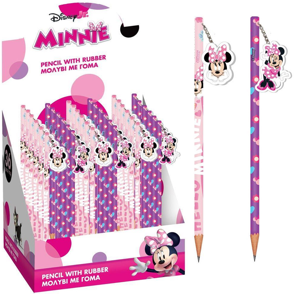 imagen de Luna: lápiz de grafito de Disney Minnie Mouse con goma de borrar, en dos versiones 1ud 1