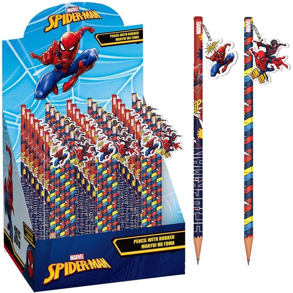 imagen de Luna: Lápiz de grafito de Marvel Spiderman con borrador, en dos versiones 1ud 1