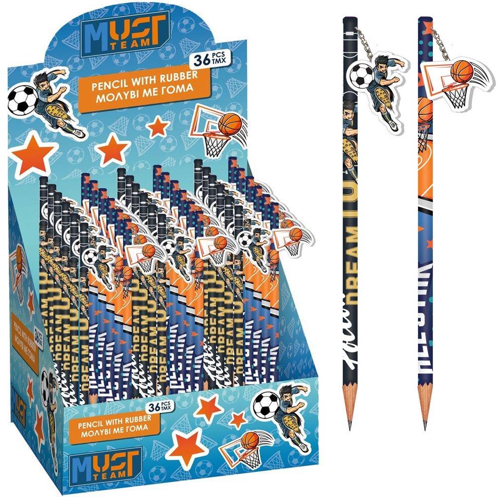 imagen de Luna: Lápiz de grafito para niños con diseño, con borrador, en dos versiones 1ud 1