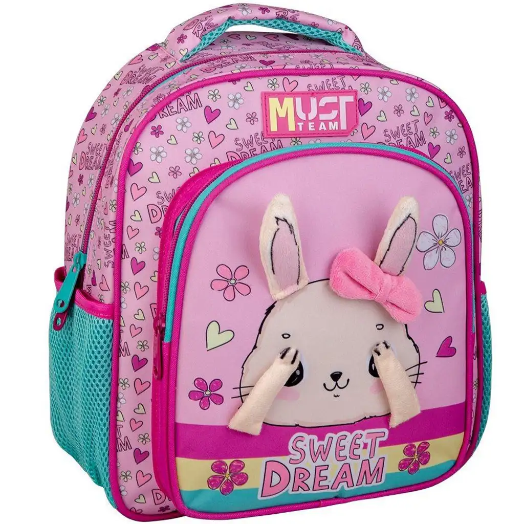 imagen de Luna: Mochila de jardín de infantes con conejitos de Must Team, redondeada, 2 compartimentos 27x10x31cm 1