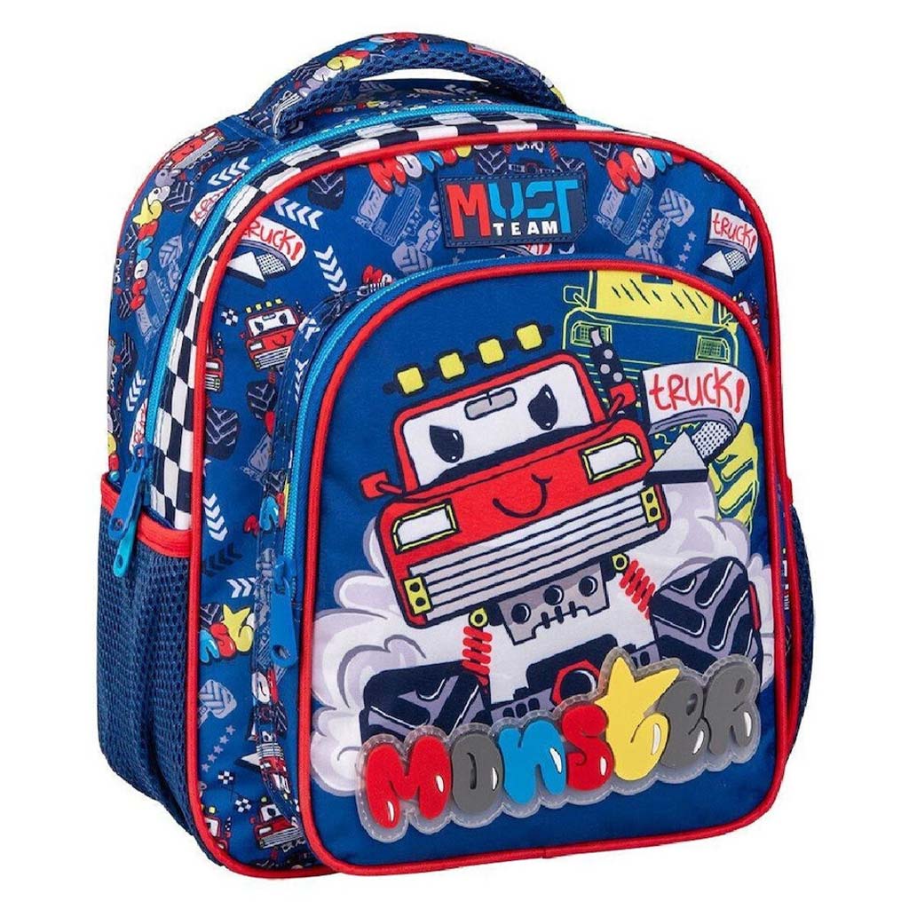 imagen de Luna: Mochila de jardín de infantes con diseño de Must Team Monster Truck redondeada de 2 compartimentos 27x10x31cm 1