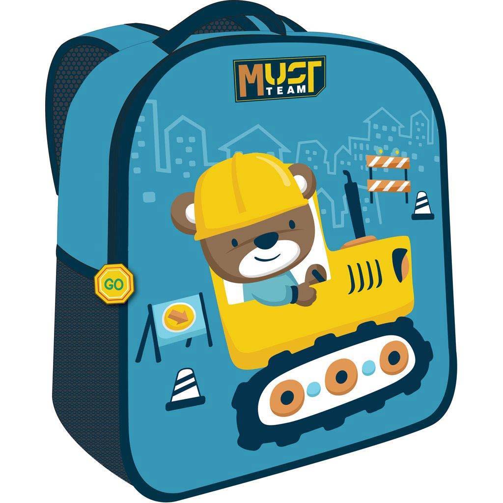 imagen de Luna: Mochila de jardín de infantes con diseño de oso constructor 3D Must Team 26x10x32cm 1