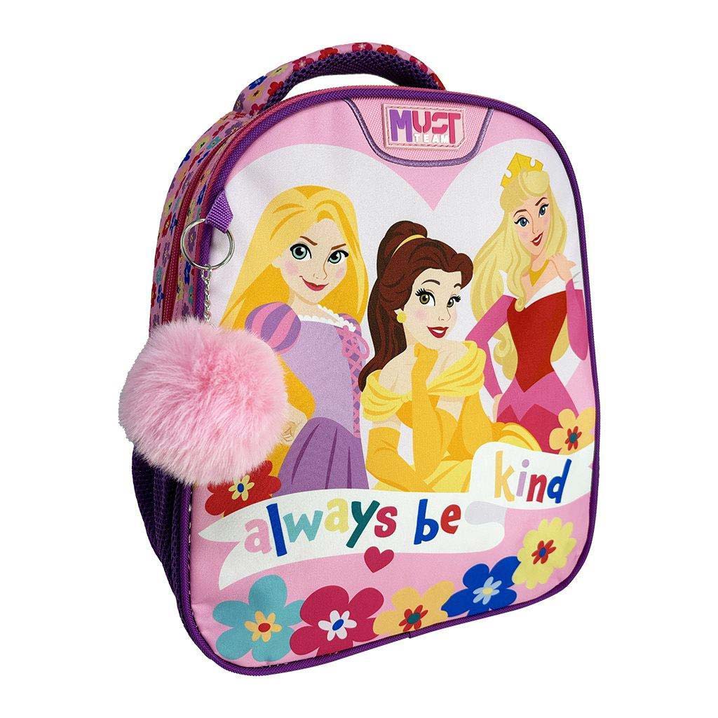 imagen de Luna: Mochila de jardín de infantes con diseño de princesas de Disney de 2 compartimentos y forma redondeada 27x10x31cm 1