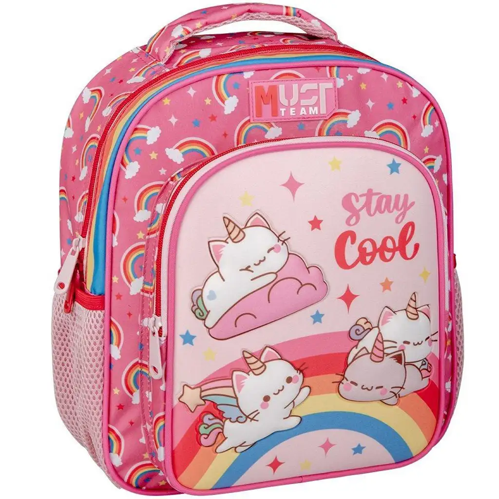 imagen de Luna: Mochila de jardín de infantes de unicornios y gatos de Must Team con 2 compartimentos redondeados 27x10x31cm 1
