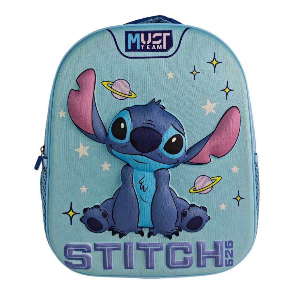 imagen de Luna: Mochila de jardín de infantes redondeada con diseño de Stitch 3D en el espacio 26x10x32 cm 1