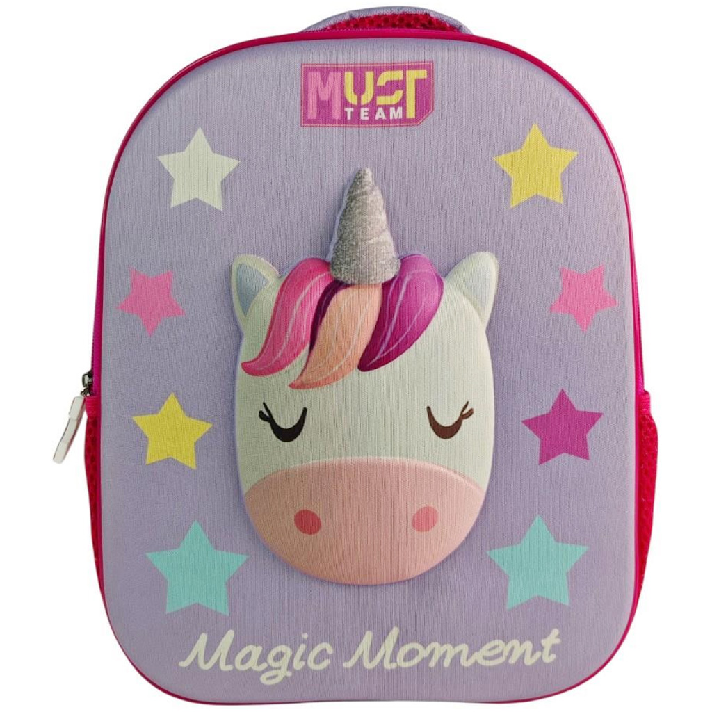 imagen de Luna: Mochila de jardín de infantes redondeada con diseño de unicornio 3D de Must Team 26x10x32 cm 1