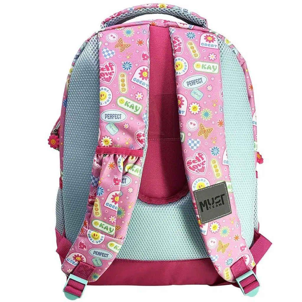 imagen de Luna: Mochila escolar de 3 compartimentos de Must Team good vibes smiley con forma redondeada 32x18x43cm 2