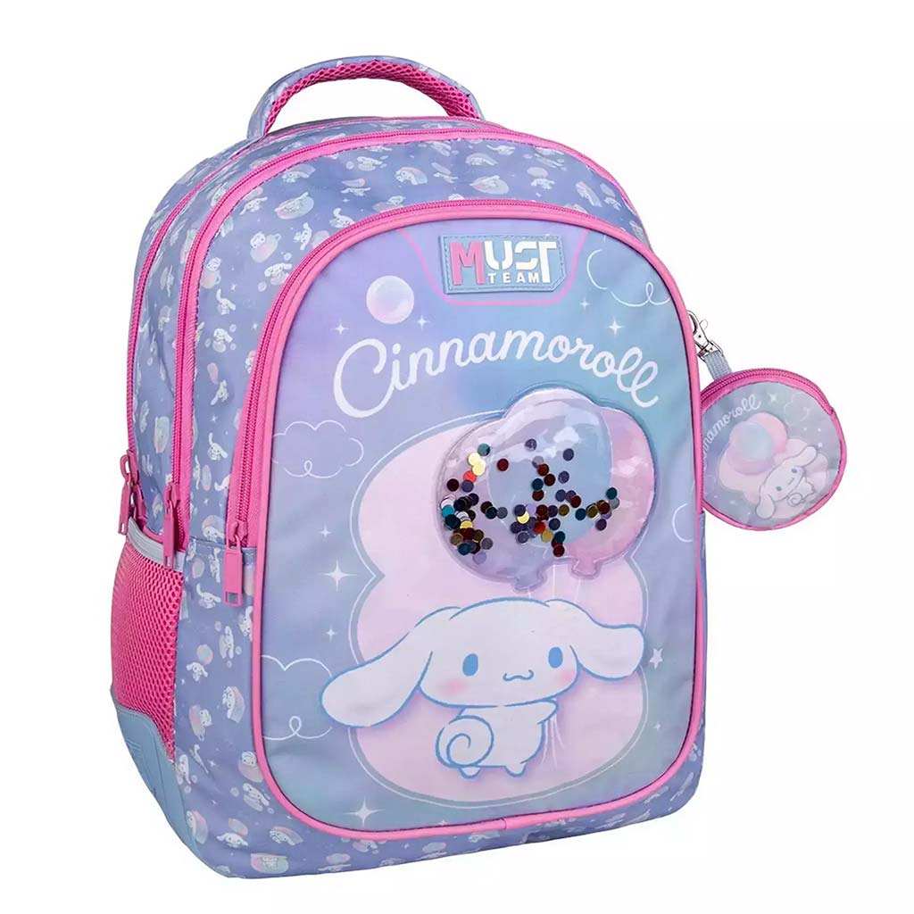 imagen de Luna: Mochila escolar de 3 compartimentos Must Team Cinnamoroll con bordes redondeados 32x18x43cm 1