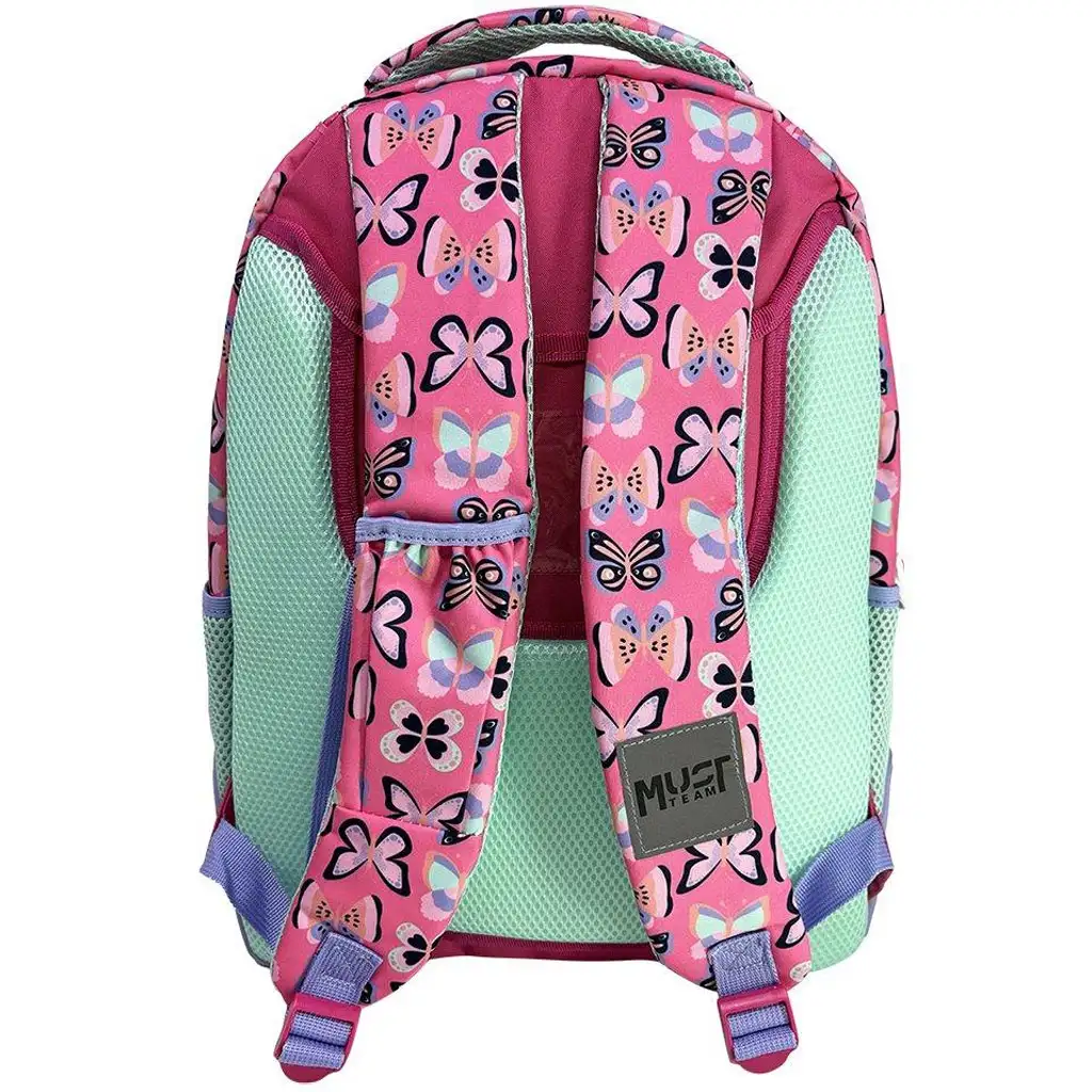 imagen de Luna: Mochila escolar Must Team con mariposas redondeada de 3 compartimentos, mochila 32x18x43cm 2