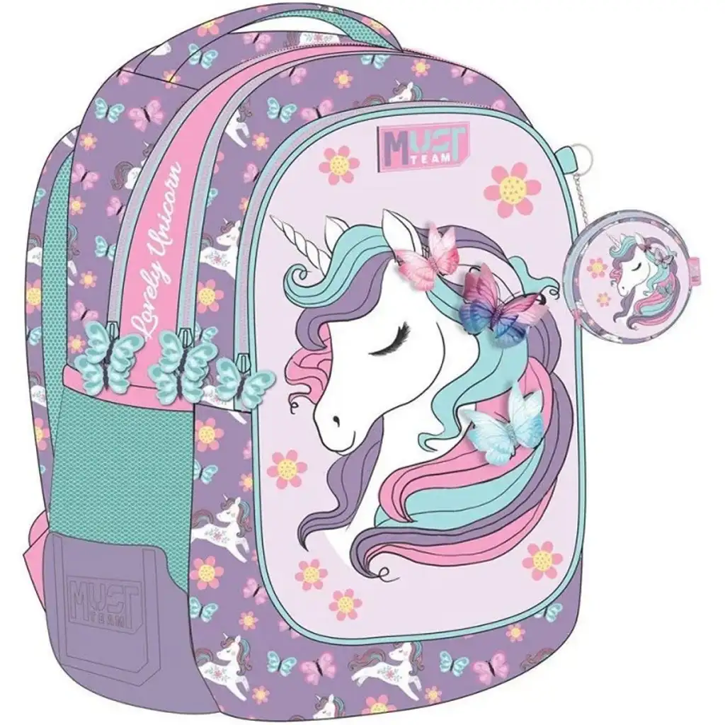 imagen de Luna: Mochila escolar Must Team Unicorno redondeada de 3 compartimentos, mochila 32x18x43cm 1