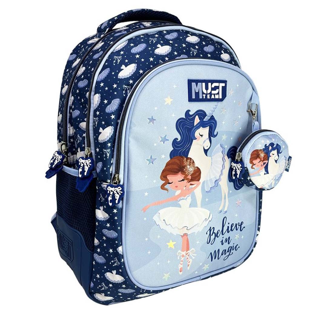 imagen de Luna: Mochila escolar redondeada de 3 compartimentos Believe in Magic con unicornios, mochila 32x18x43cm 1