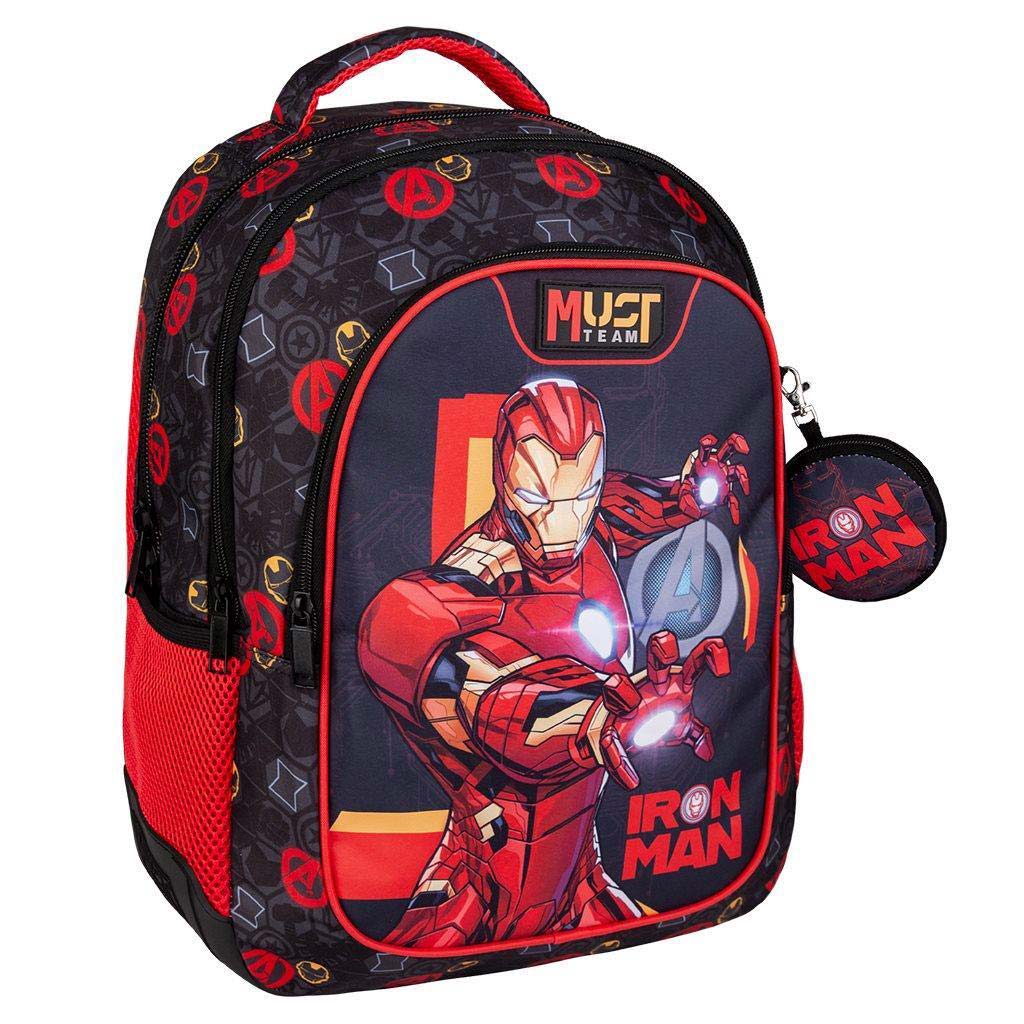 imagen de Luna: Mochila escolar redondeada de 3 compartimentos de Iron Man, mochila 32x18x43cm 1