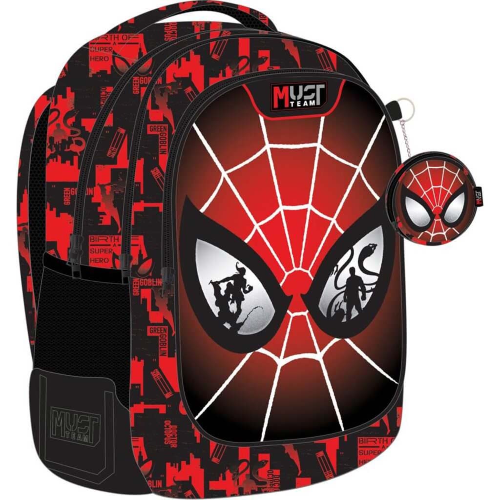 imagen de Luna: Mochila escolar redondeada de 3 compartimentos de Spiderman, mochila 32x18x43cm 1