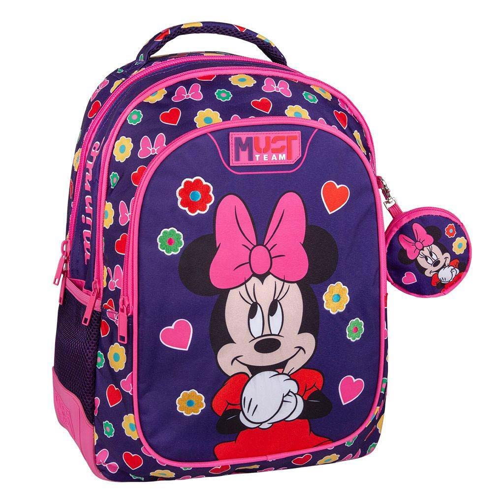 imagen de Luna: Mochila escolar redondeada de 3 compartimentos Team Disney Minnie Mouse 32x18x43cm 1