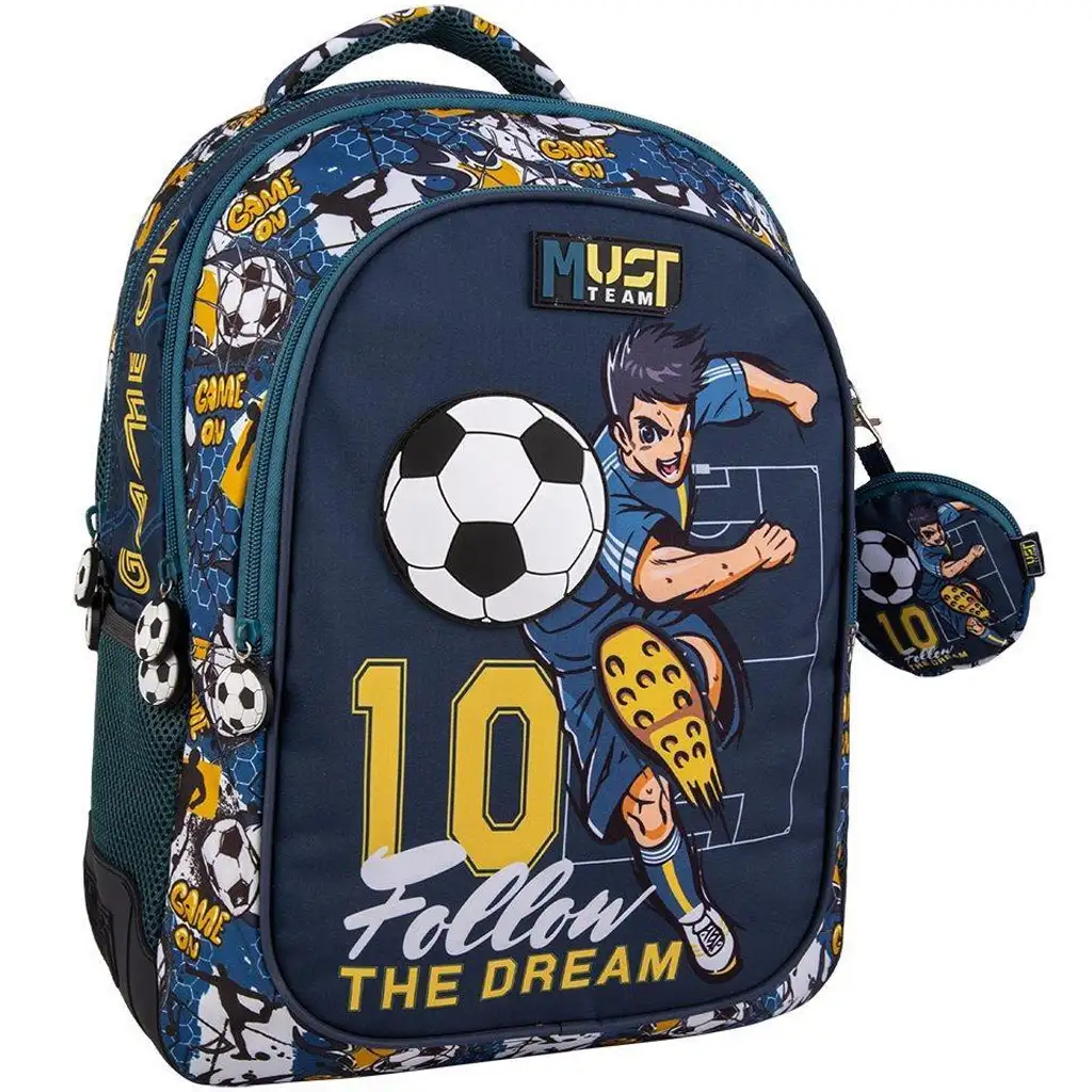 imagen de Luna: Mochila escolar redondeada de fútbol Must Team de 3 compartimentos, mochila 32x18x43cm 1