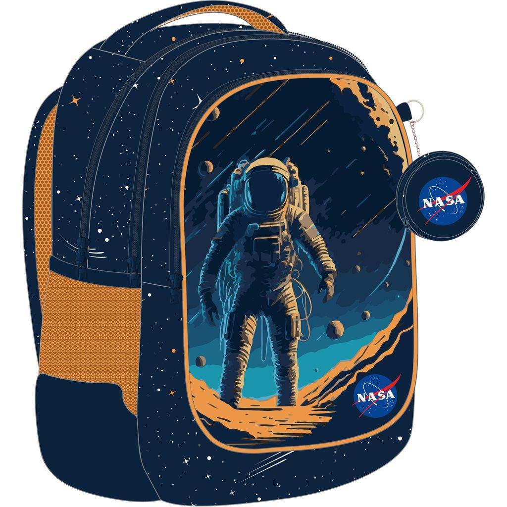 imagen de Luna: Mochila escolar redondeada de NASA de 3 compartimentos, mochila 32x18x43cm 1