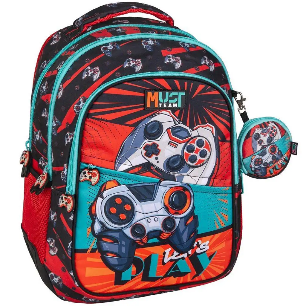 imagen de Luna: Mochila escolar redondeada Must Team Gamer de 3 compartimentos, mochila 32x18x43cm 1