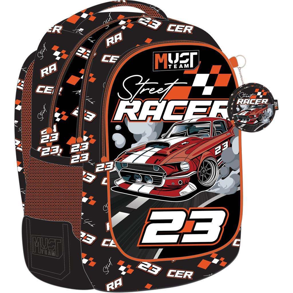 imagen de Luna: Mochila escolar redondeada Must Team Street Racer de 3 compartimentos, mochila 32x18x43cm 1