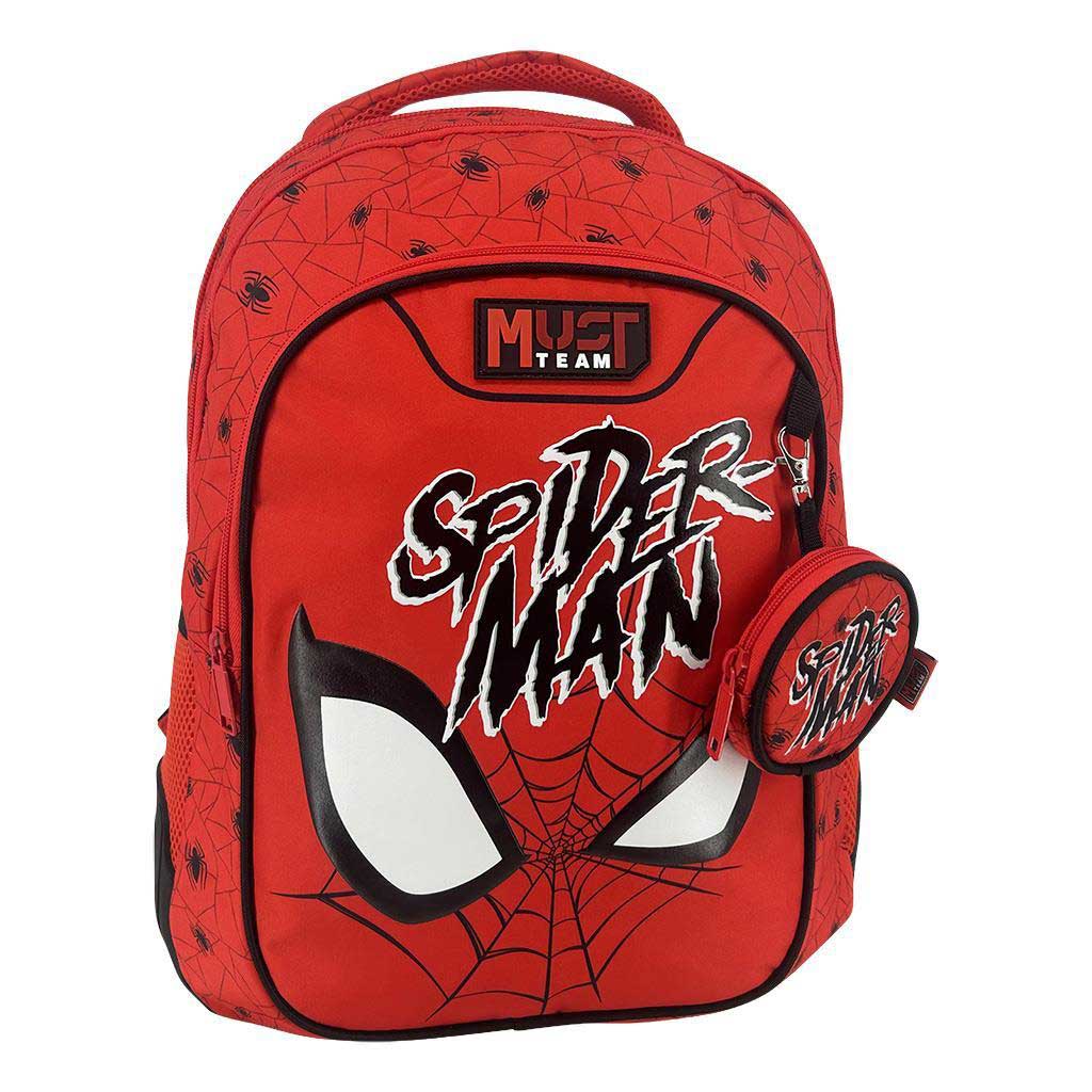 imagen de Luna: Mochila escolar roja redondeada de 3 compartimentos del equipo de Spider-Man, mochila 32x18x43cm 1