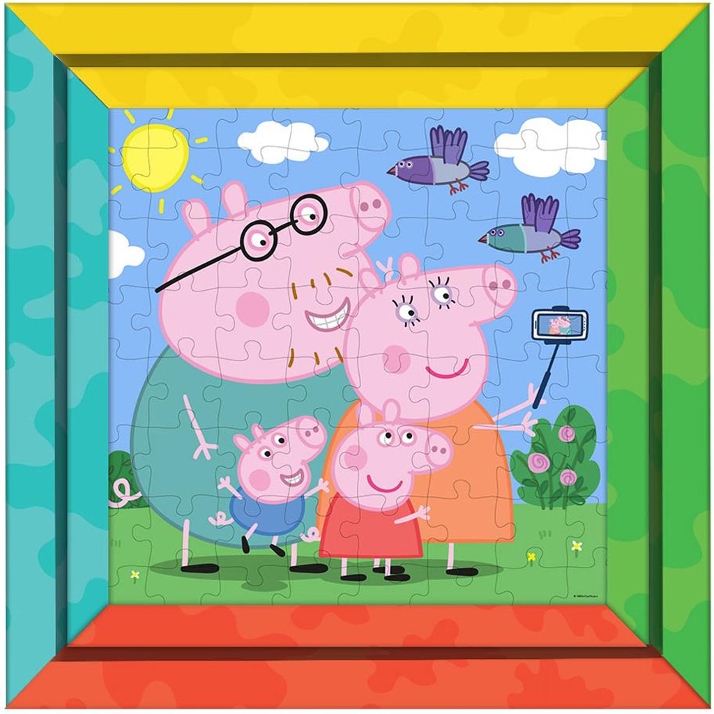 imagen de Luna: Peppa cerdita 2 en 1 con rompecabezas coloreable de 64 piezas con marco 2