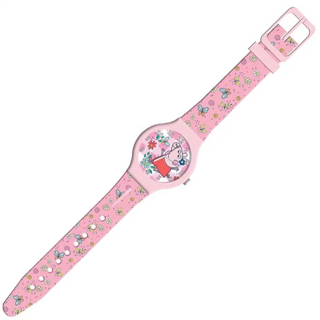 imagen de Luna: Reloj analógico rosa de Peppa cerdita en caja de metal 2