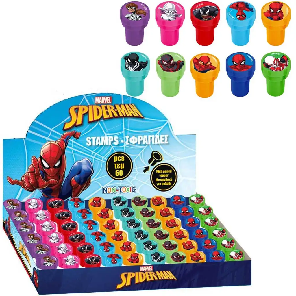imagen de Luna: Sello de lápiz con personajes de Spider-Man en varias versiones 1ud 1