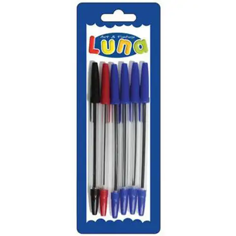 imagen de Luna: Set de bolígrafos 4 unidades azules, 1 unidad roja, 1 unidad negra 1