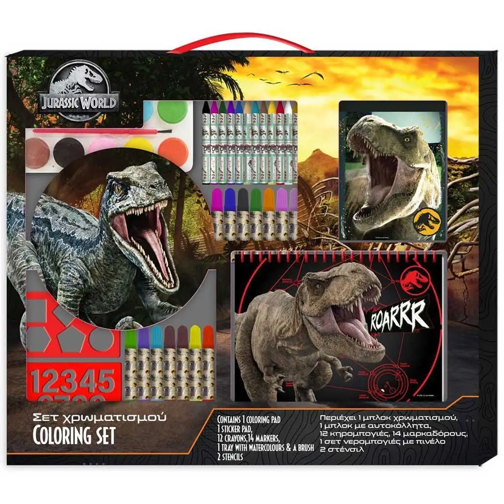 imagen de Luna: Set de colorear de Jurassic World con plantilla y pegatinas 54x47cm 1