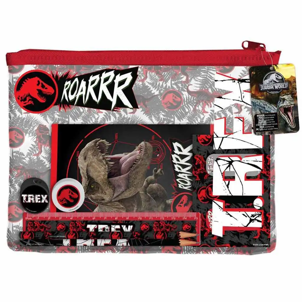 imagen de Luna: Set de material de escritura de Jurassic World con dinosaurios en bolsa de PVC 1