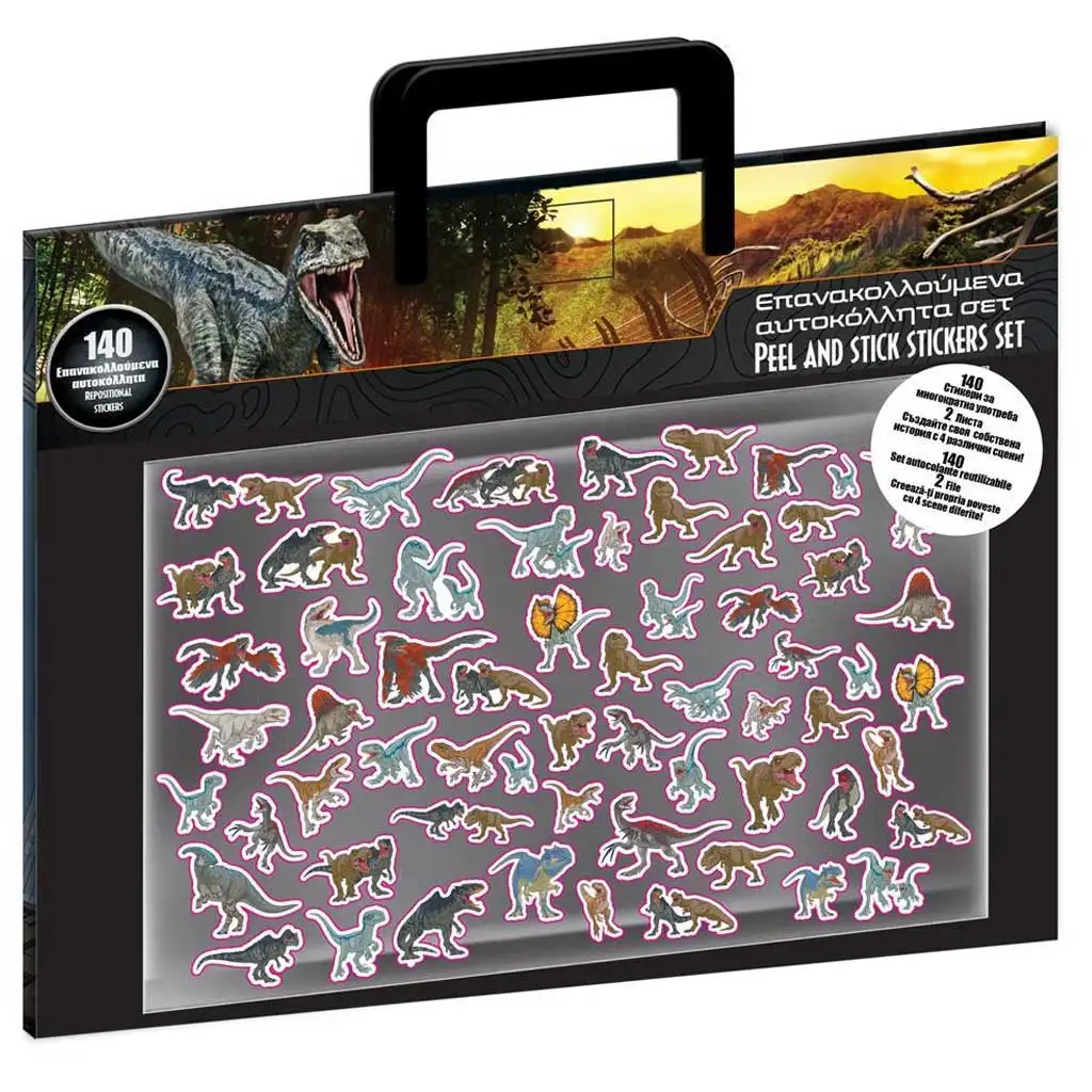 imagen de Luna: Set de pegatinas Jurassic World con 140 pegatinas y 4 fondos 1