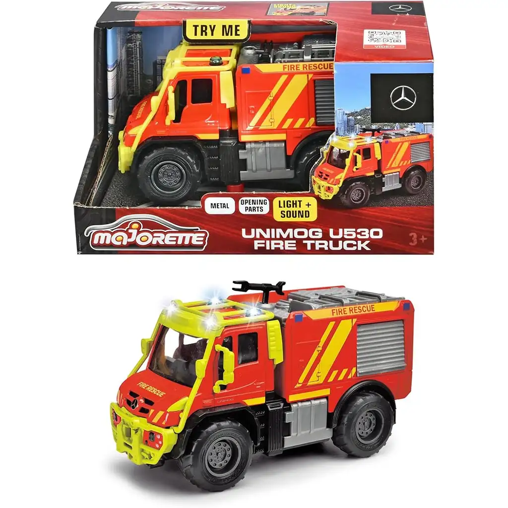 imagen de Majorette: Unimog U530 camión de bomberos de metal con luz y sonido - Simba Toys 1