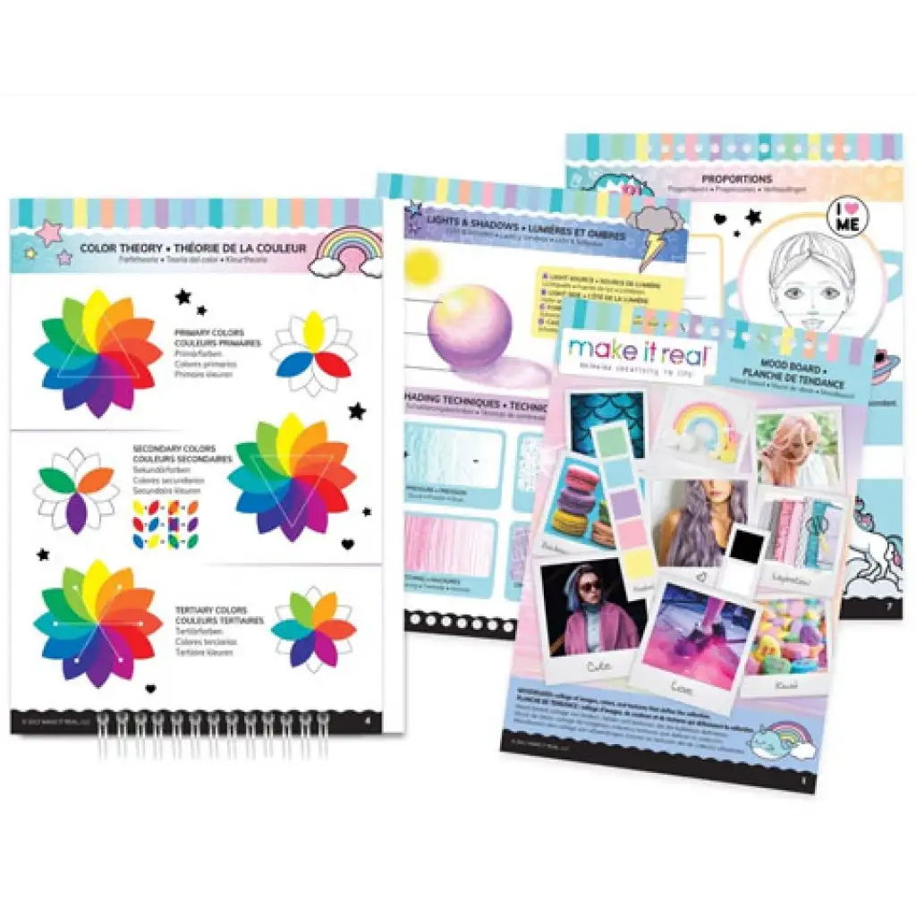 imagen de Make it Real: Cuaderno de bocetos de diseñadora de moda con accesorios - Pastel Pop 3
