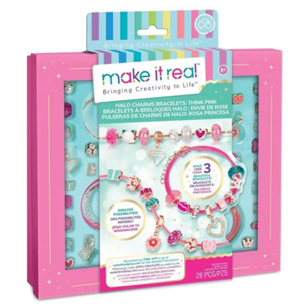 imagen de Make it Real: Pulseras de Colgante de Cristal Rosa 1