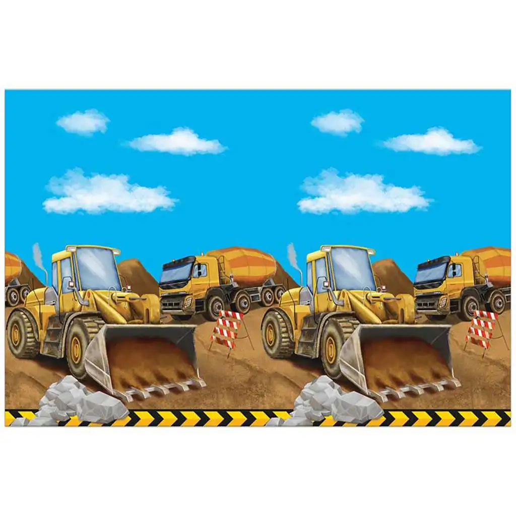 imagen de Mantel de plástico con maquinaria de construcción 120x180cm 1