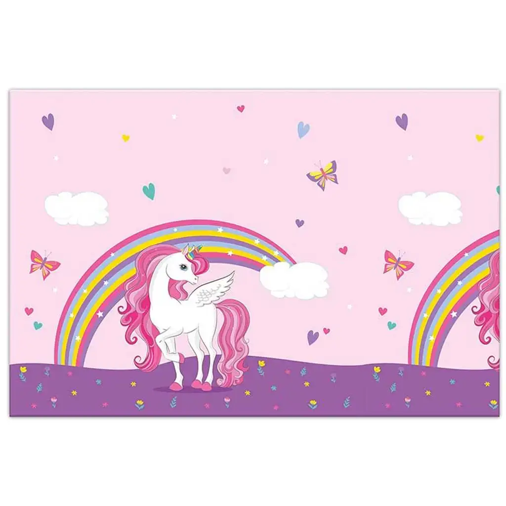 imagen de Mantel de plástico de unicornio arcoíris 120x180cm 1