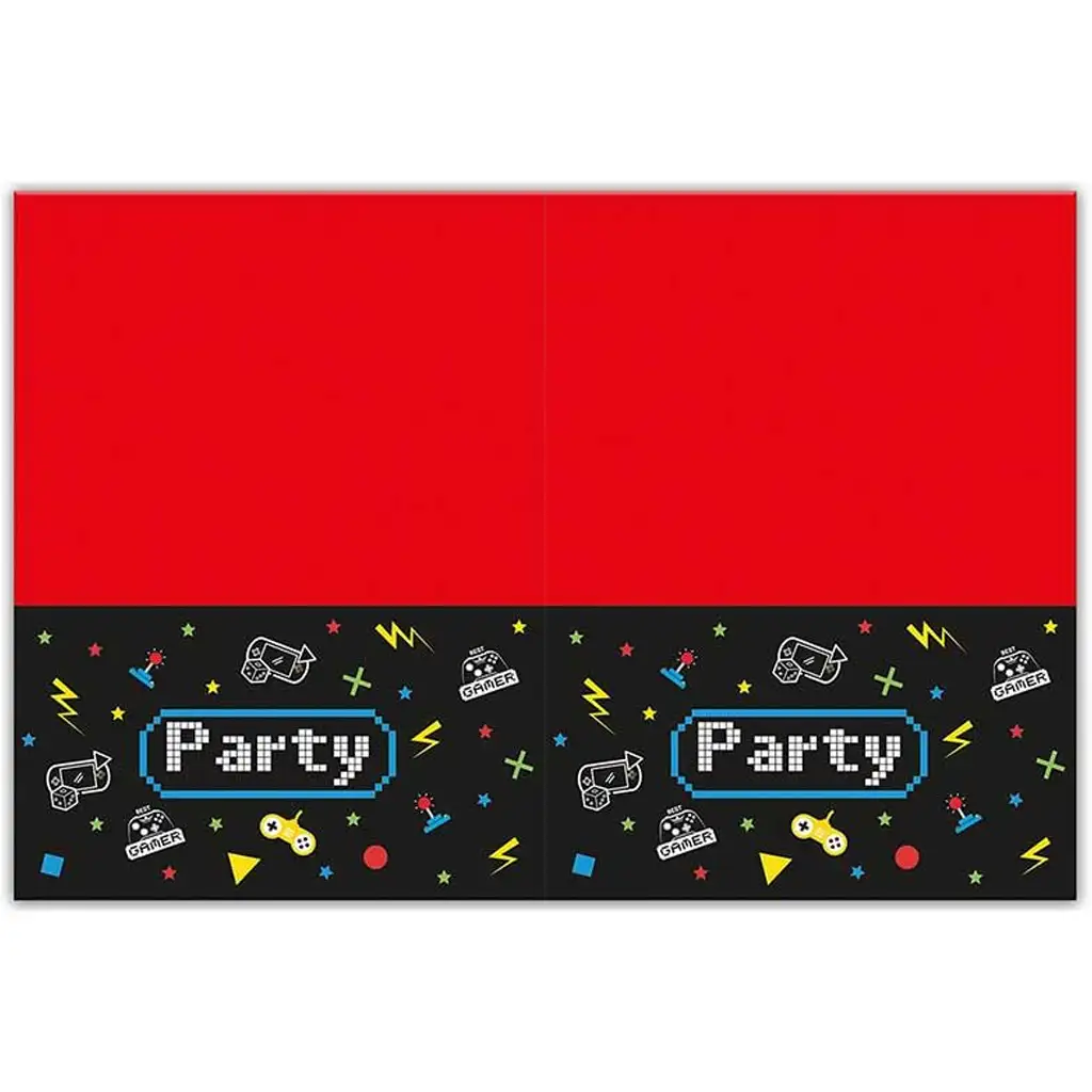 imagen de Mantel de plástico rojo-negro con diseño gamer 120x180cm 1