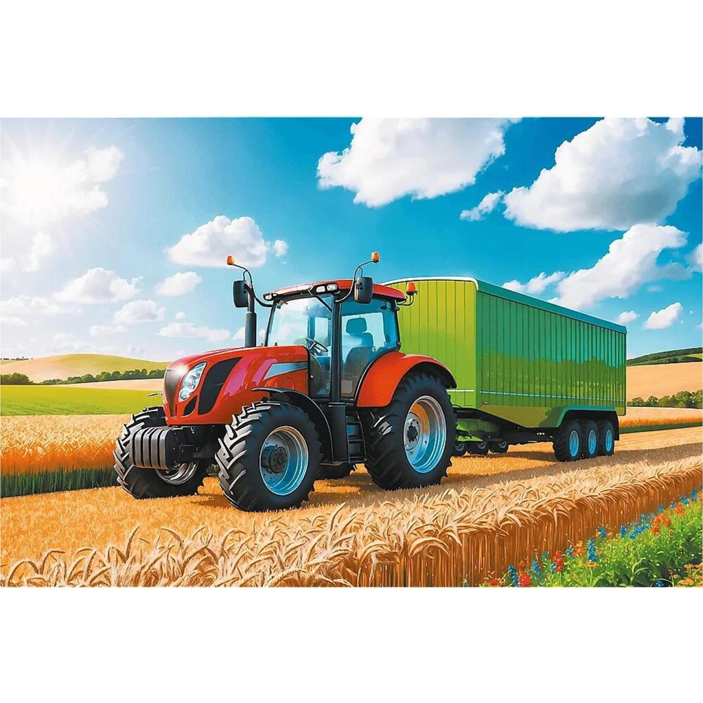 imagen de Máquinas agrícolas: Rompecabezas de tractor con remolque de 100 piezas - Trefl 2