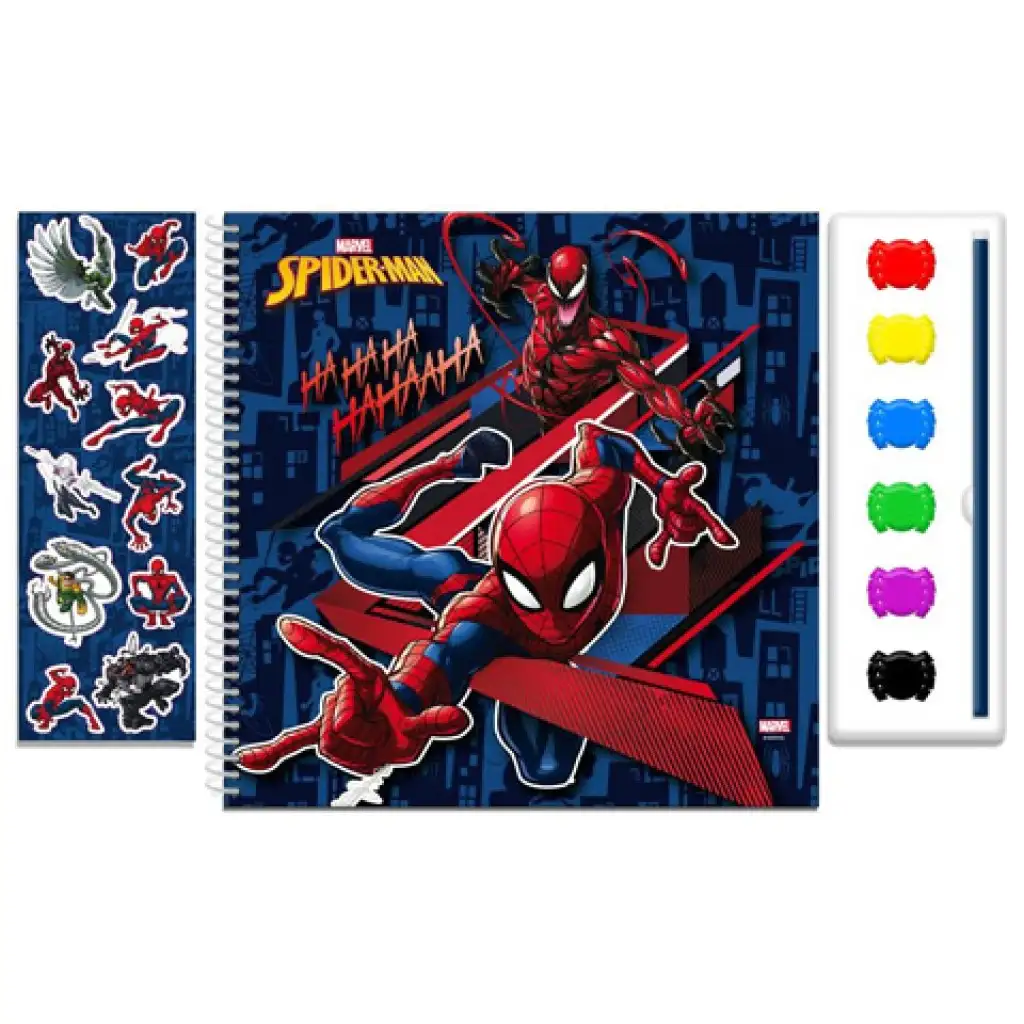 imagen de Marvel: Cuaderno de colorear de Spiderman con acuarelas y pegatinas 2