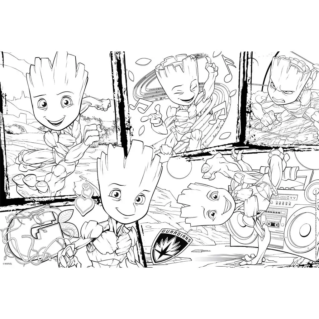 imagen de Marvel Groot 2 en 1 250 piezas puzzle y colorear 50x35cm - Lisciani 2