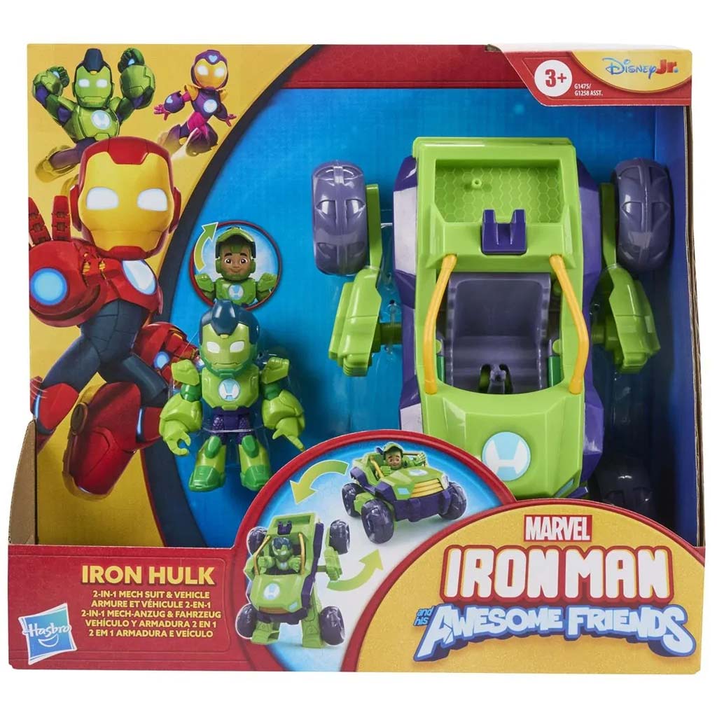 imagen de Marvel: Iron Man 2 en 1 Mech Hulk coche y set de figuras - Hasbro 1