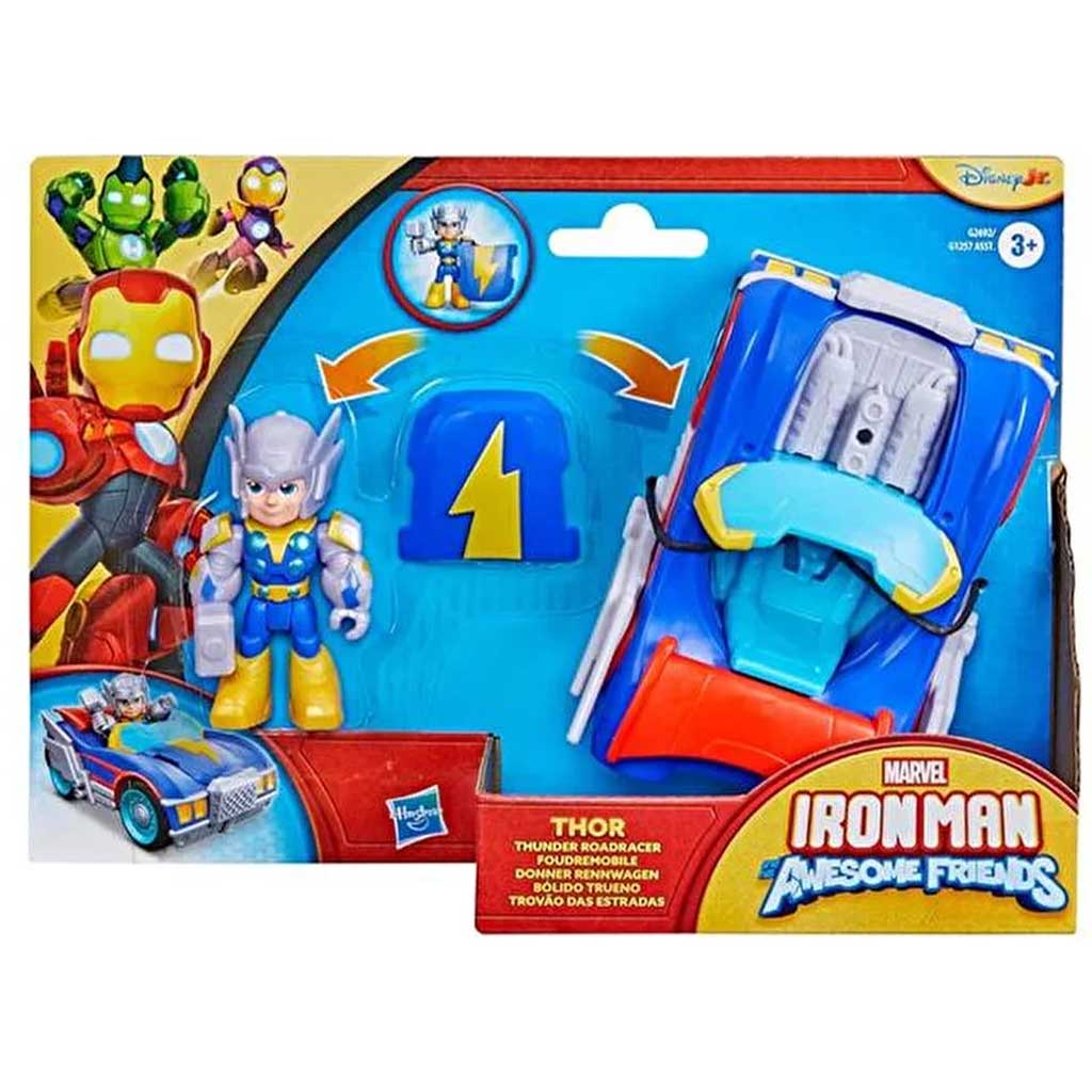 imagen de Marvel Iron Man y sus maravillosos amigos - Thor y vehículo Thunder Roadracer - Hasbro 1