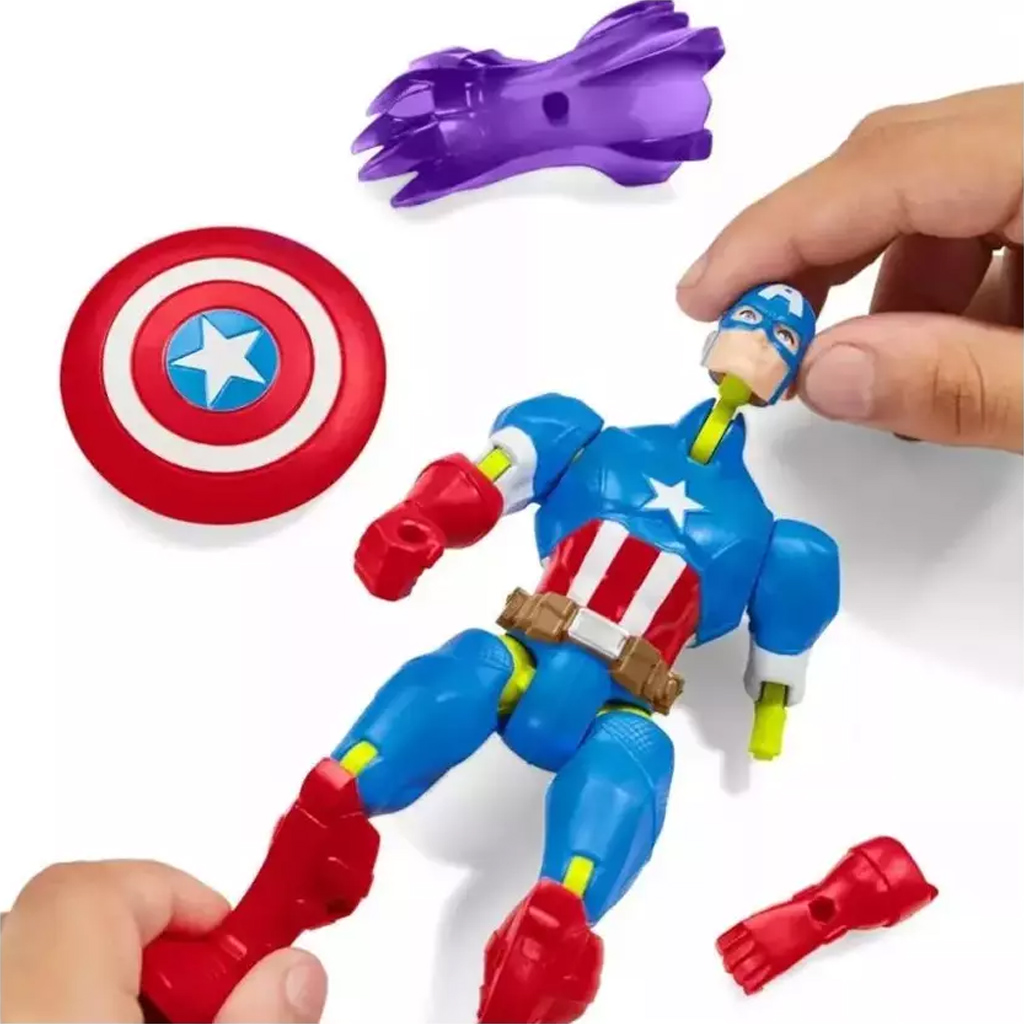 imagen de Marvel Mix Mashers: Figura de Capitán América con accesorios - Hasbro 3