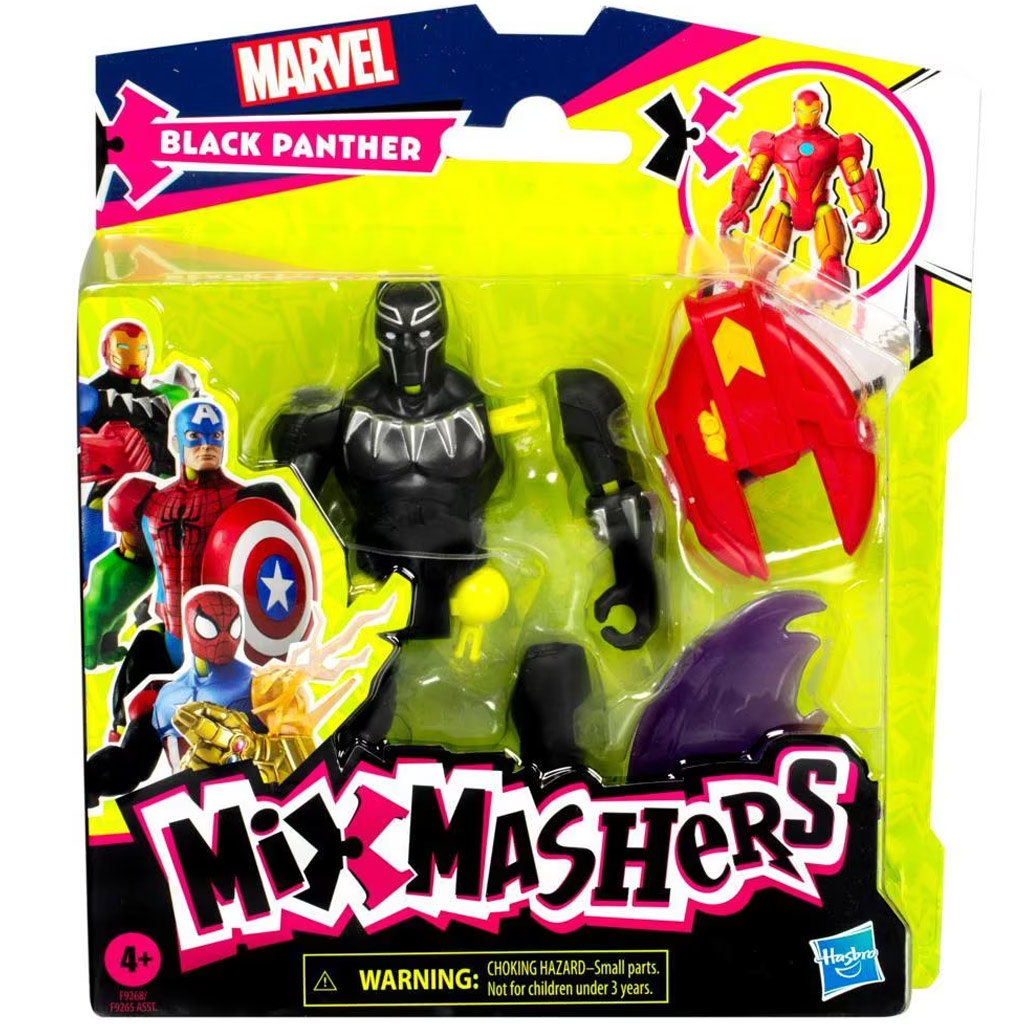 imagen de Marvel Mix Mashers: Figura de Pantera Negra de los Vengadores con accesorios - Hasbro 1