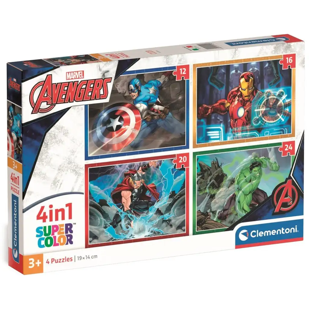 imagen de Marvel: Puzzle Supercolor 4 en 1 de Los Vengadores - Clementoni 1