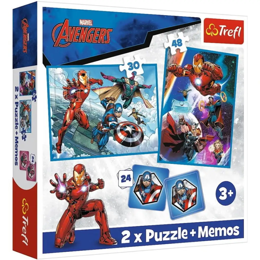 imagen de Marvel: Set de rompecabezas y tarjetas de memoria 2 en 1 - Trefl 1