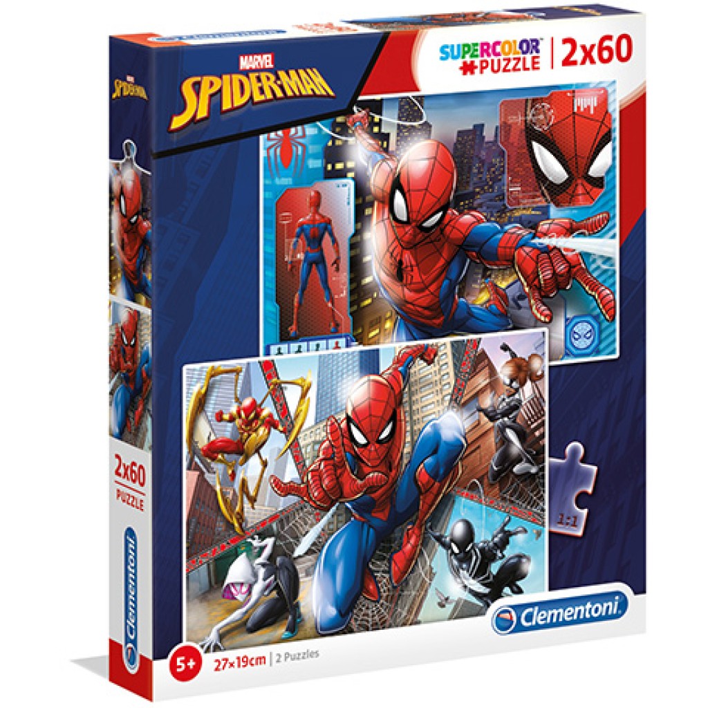 imagen de Marvel Spiderman Supercolor 2 en 1 puzzle 2x60 piezas - Clementoni 1