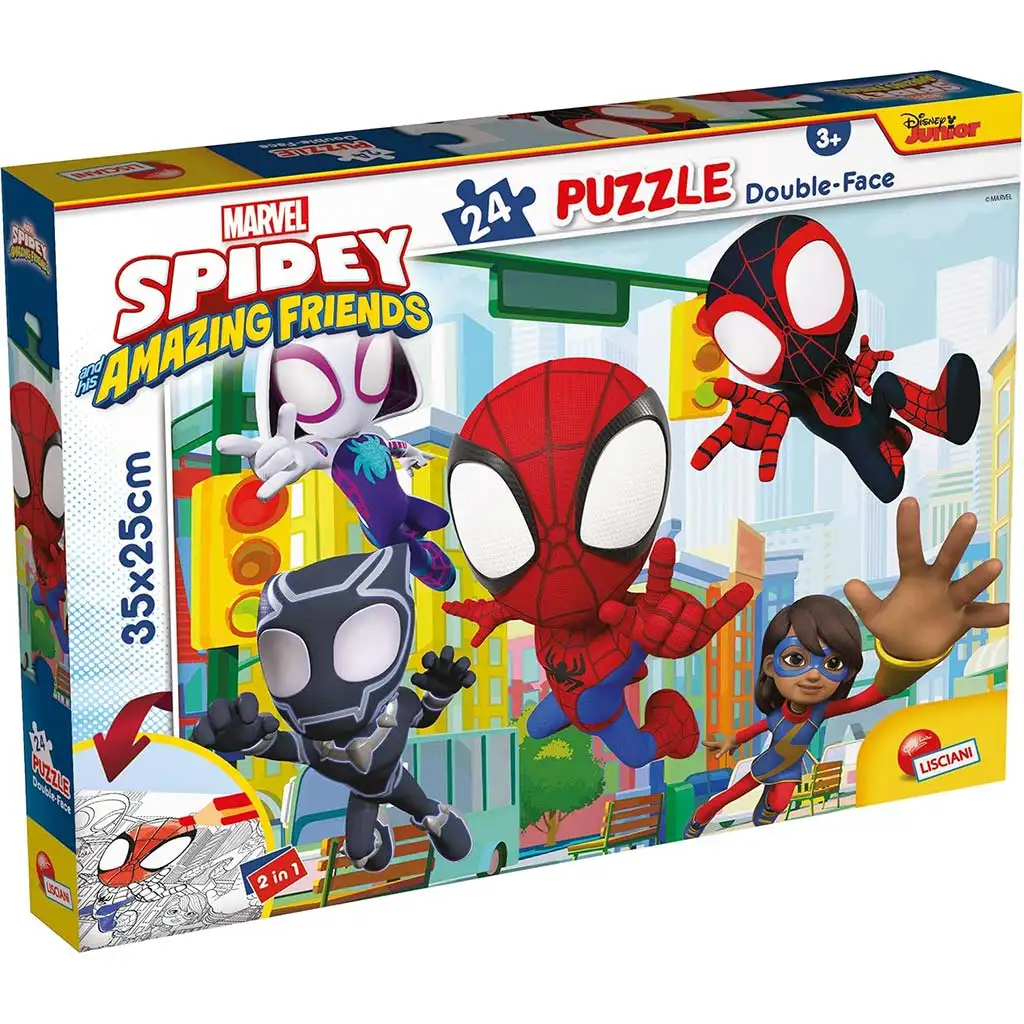 imagen de Marvel Spidey 2 en 1 24 piezas puzzle y colorear 35x25cm - Lisciani 1