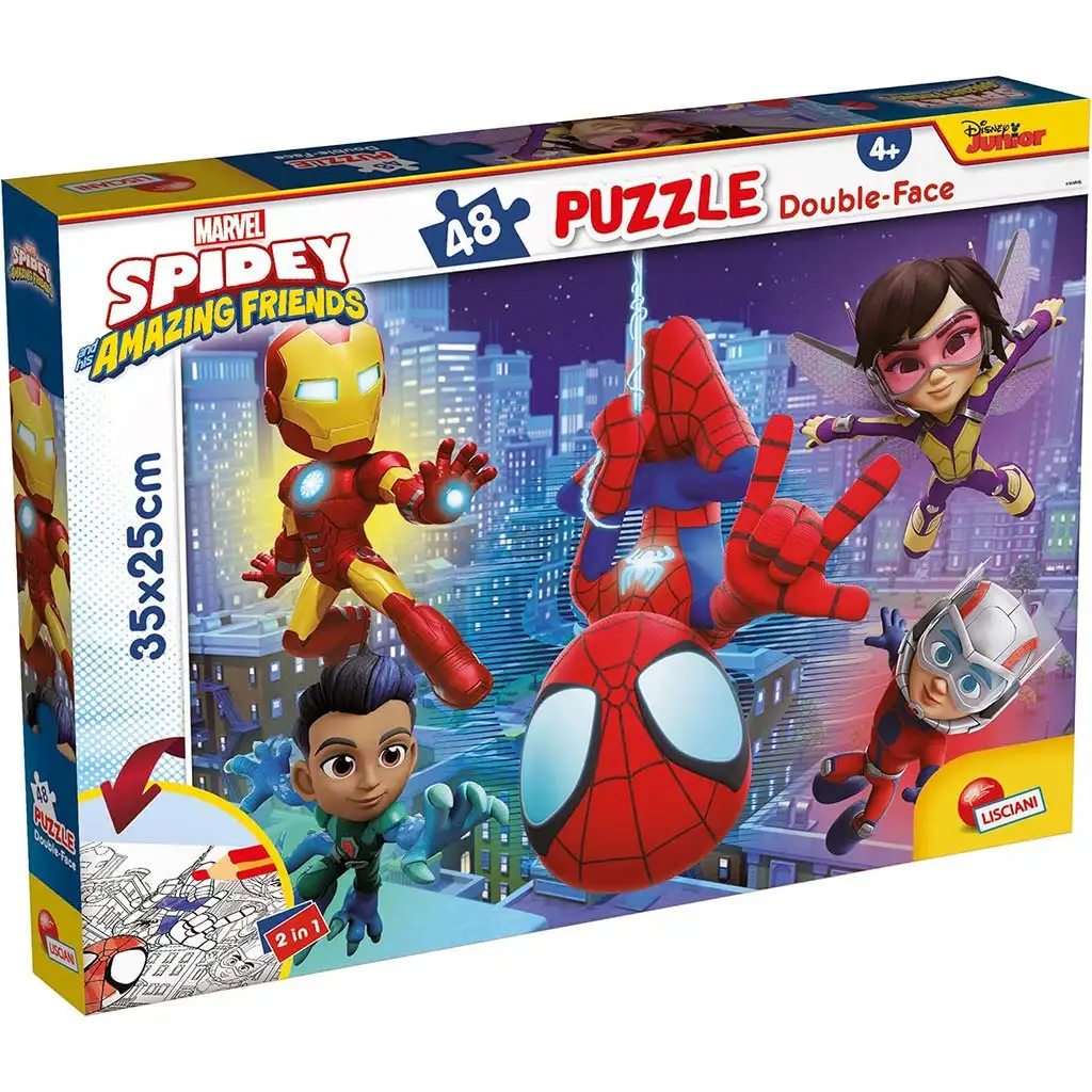 imagen de Marvel Spidey 2 en 1 48 piezas puzzle y colorear 35x25cm - Lisciani 1